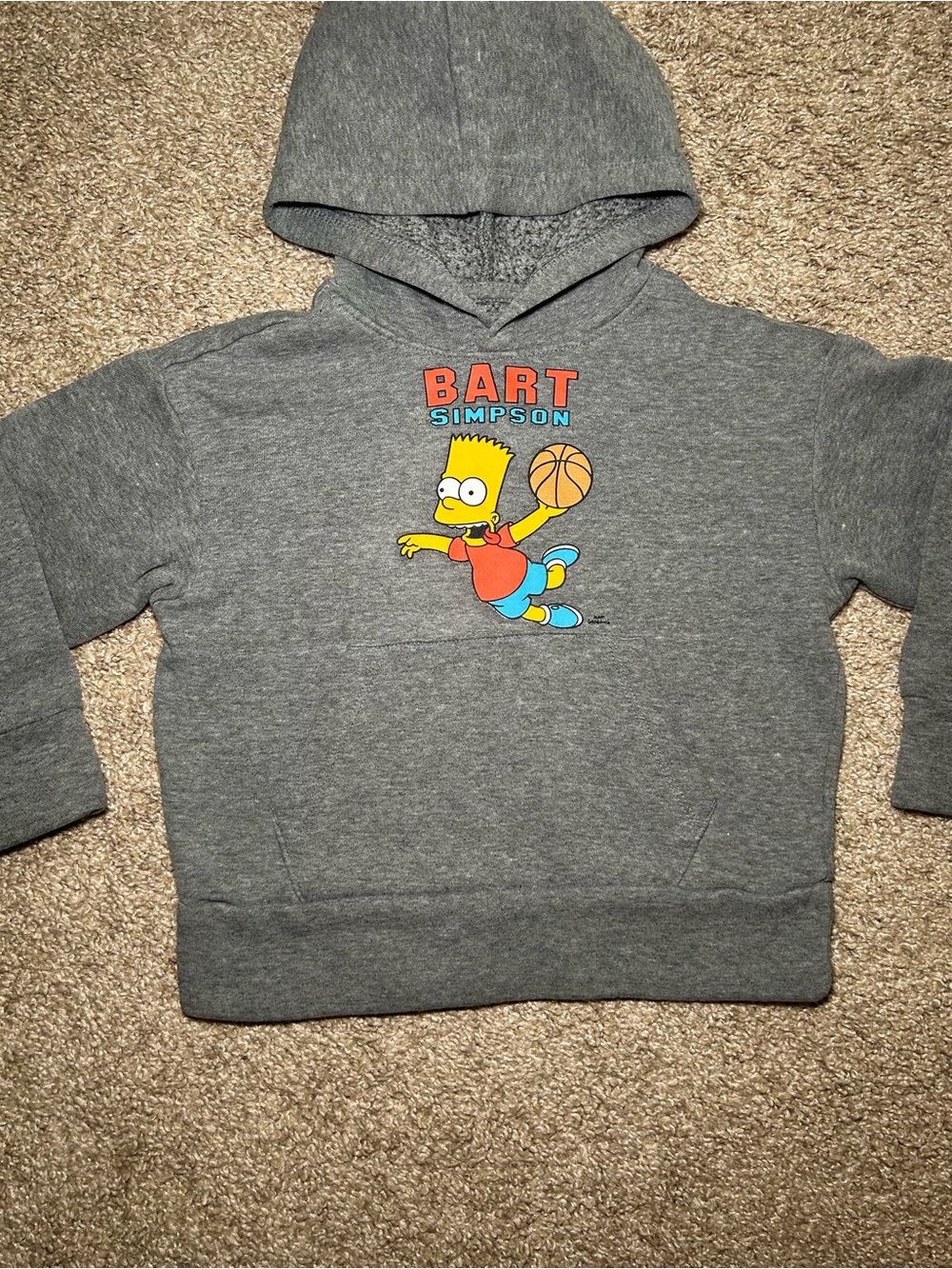 Old Navy Bart Simpson Gray Kids Hoodie Sweatshirt XS 5 Pullover Warm Casual Play